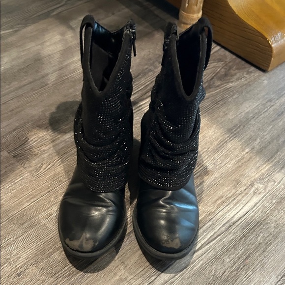Steve Madden Lassy Little Girl Black Sparkle Ankle Boots Size Kids 13 - Picture 2 of 8